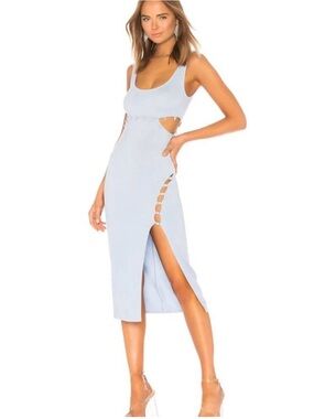 h:ours Powder Blue Cutout Midi Dress
